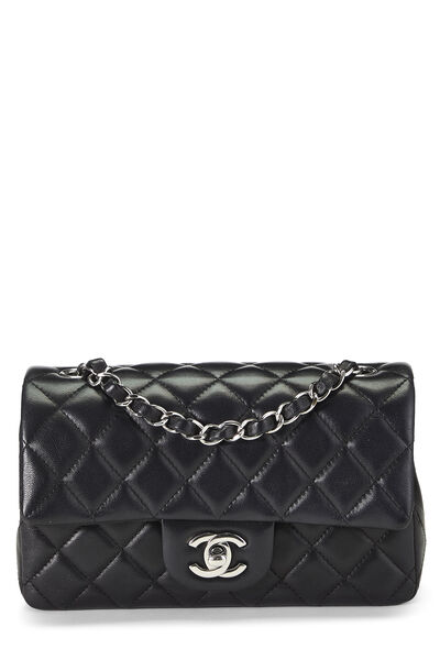 Black Quilted Lambskin Rectangular Flap Mini