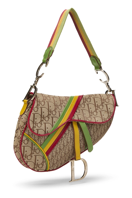 Multicolor Trotter Canvas Rasta Saddle Bag, , large image number 1