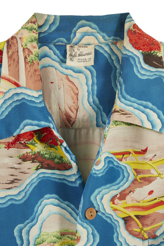 Blue Whale Hawaii Island Pattern Shirt, , large image number 2