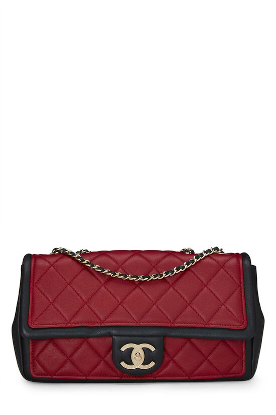 Chanel Red & Black Quilted Lambskin Graphic Flap Medium Q6BBJY1IM7005