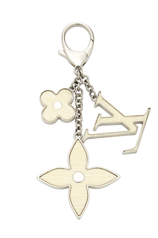 White & Silver Fleur d'Epi Bag Charm, , large image number 1