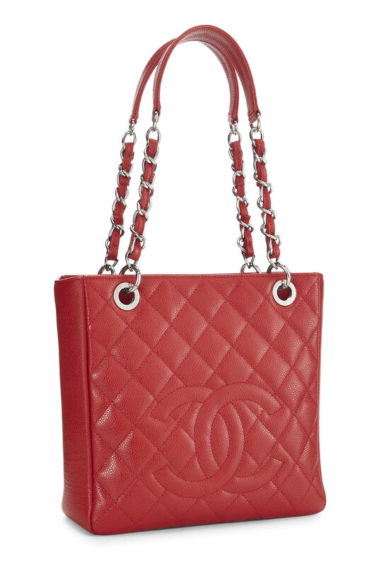 Red Quilted Caviar Petite Shopping Tote (PST), , large image number 1