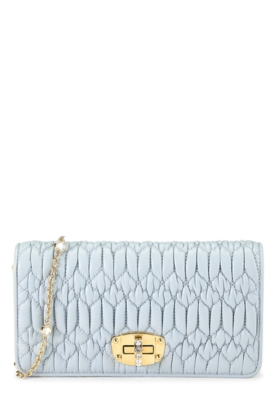Blue Nappa Crystal Flap Wallet On Chain (WOC)