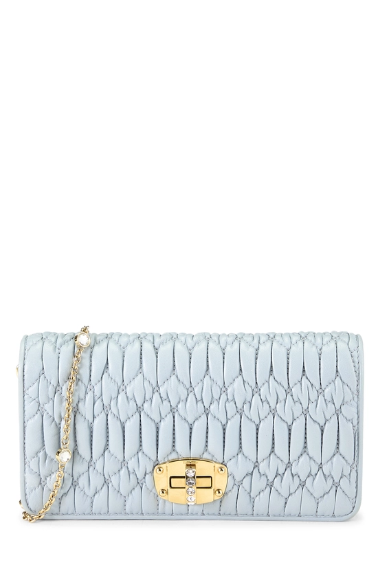 Blue Nappa Crystal Flap Wallet On Chain (WOC), , large image number 0