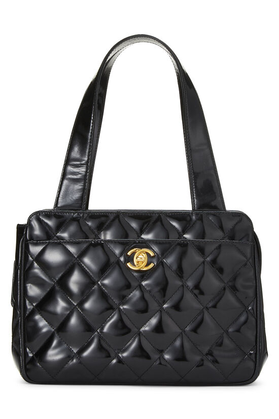 Black Quilted Patent Leather Handbag Small, , large image number 0