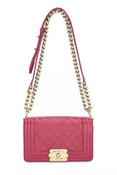 Chanel Pink Quilted Caviar Boy Bag Small