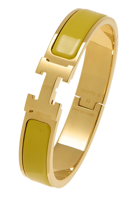 HERMES クリックH.バングル .イエロー/ゴールド Hermes Narrow Clic H Bracelet (Mango/Yellow Gold Plated) - GM