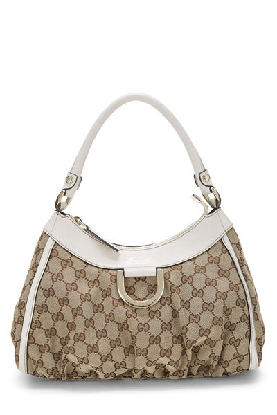 White Original GG Canvas D-Ring Abbey Shoulder Bag Small