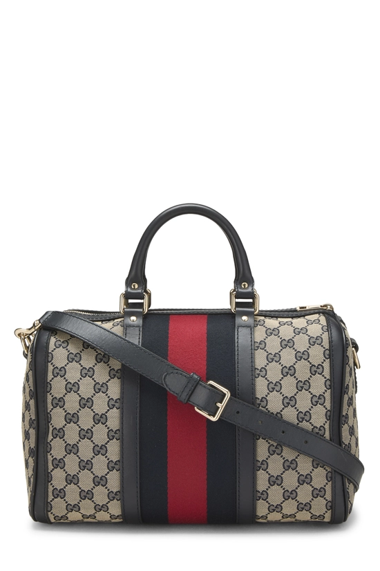 Navy Original GG Canvas Vintage Web Boston Bag Medium, , large image number 3