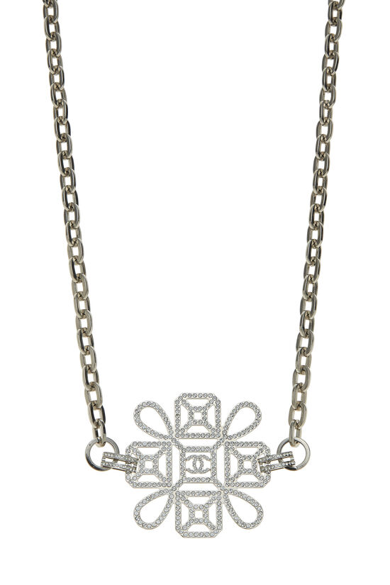 Chanel Silver Crystal Cluster Necklace Q6JIAG0RVB009