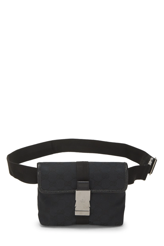 Black GG Canvas Buckle Flap Belt Bag Small, , large image number 0
