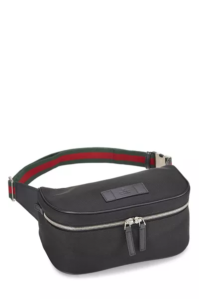 Black Techno Canvas Sling Bag, , large