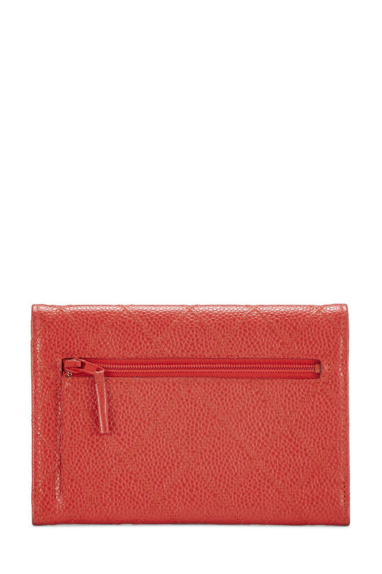 Red Quilted Caviar Envelope Flap Wallet, , large image number 2