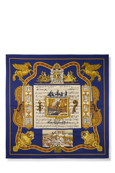 Navy & Multicolor 'Salzburg' Silk Scarf 90