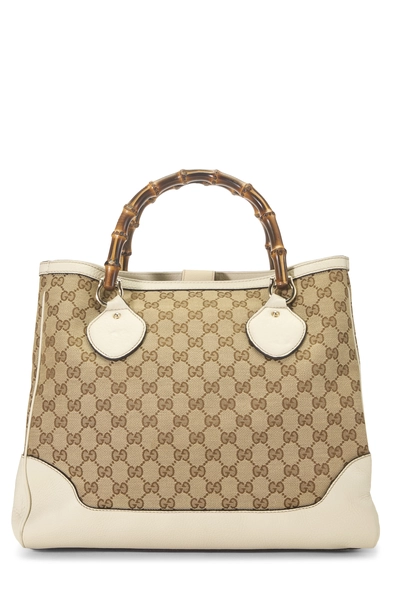 Gucci White Original GG Canvas Bamboo Shopper Tote Small — photo 1
