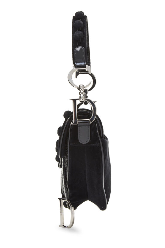 Black Satin Embellished Saddle Bag, , large image number 2