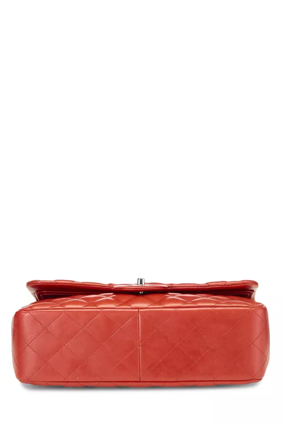 Orange Quilted Lambskin New Classic Double Flap Jumbo, , large image number 4
