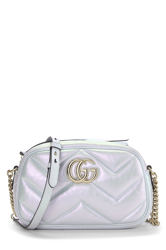 Blue Iridescent Leather GG Marmont Crossbody Small, , large image number 0