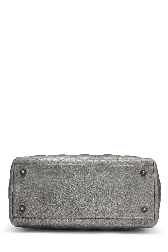 Miss Dior Mini Bag Iridescent Metallic Silver-Tone Cannage Lambskin