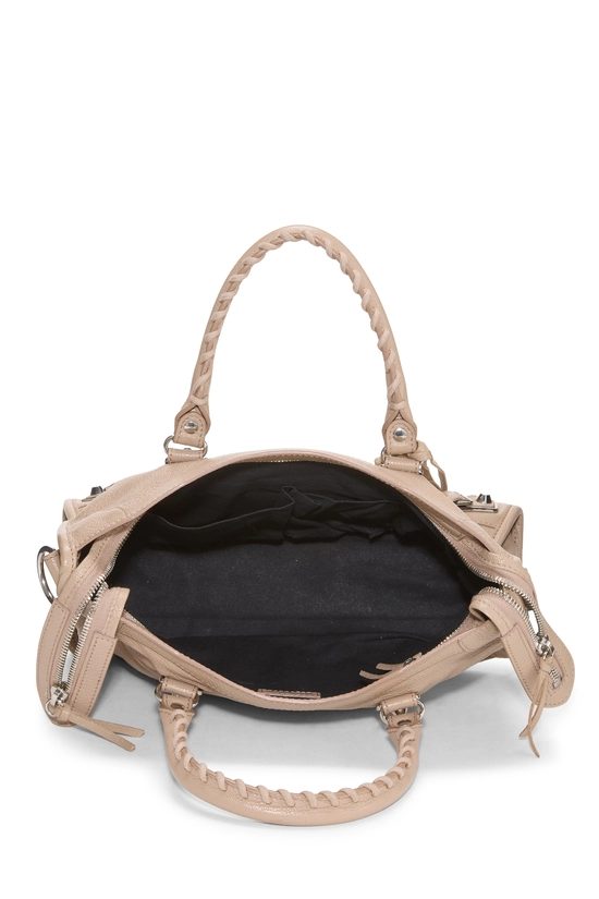 Beige Calfskin Leather Metallic Edge City Bag, , large image number 5