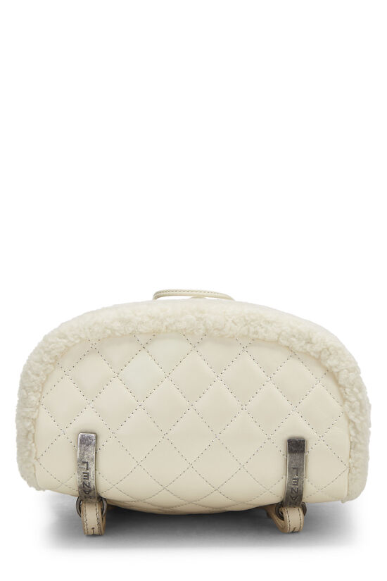 White Quilted Calfskin & Shearling Mountain Backpack Small, , large image number 4