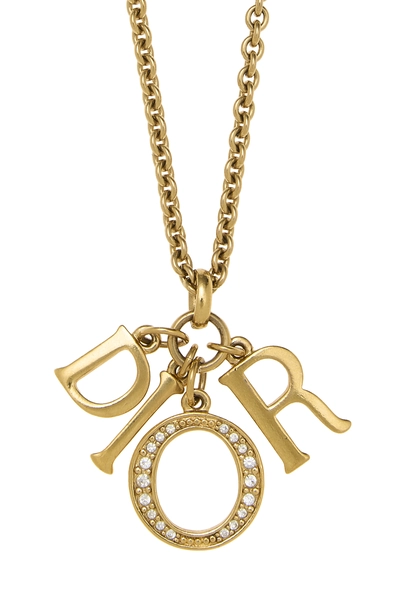 Gold Crystal Logo Necklace, , large