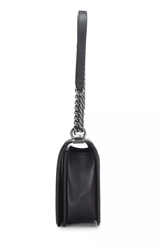 Black Chevron Lambskin Boy Bag Medium, , large image number 2