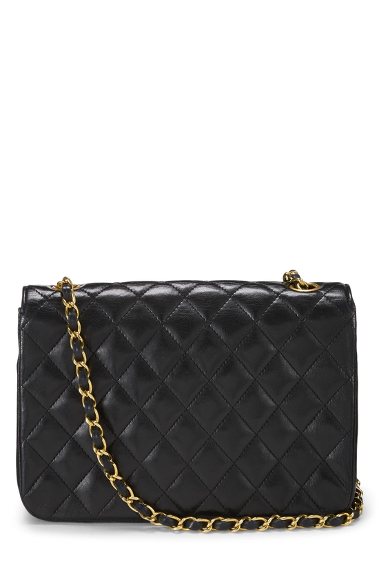 Black Quilted Lambskin Round Flap Small, , large image number 3