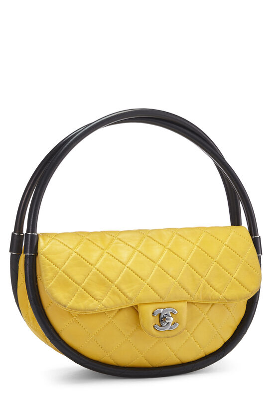 Yellow Quilted Lambskin Hula Hoop Bag Small