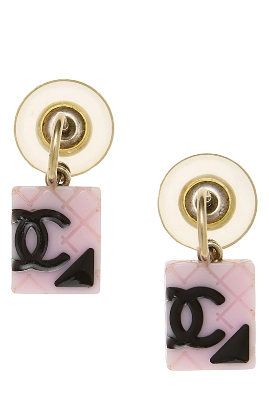 Pink Acrylic Rue Cambon Dangle Earrings, , large image number 0