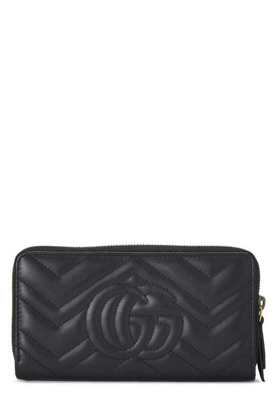 Black Chevron Leather GG Marmont Zip Wallet, , large image number 2