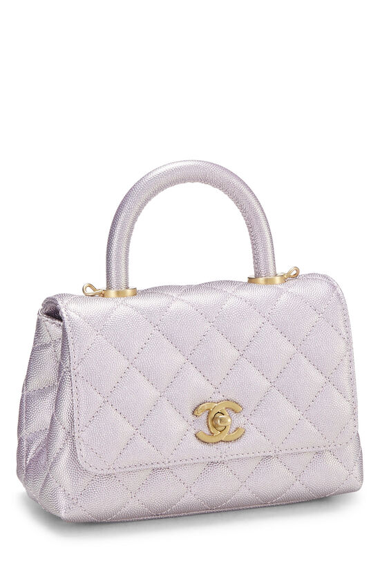 Chanel Iridescent Pink Quilted Caviar Coco Handle Bag Mini Q6B3F50FP9000