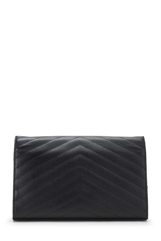 Black Chevron Quilted Leather Grain de Poudre Wallet on Chain, , large image number 4