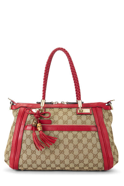 Red Original GG Canvas Bella Zip Tote