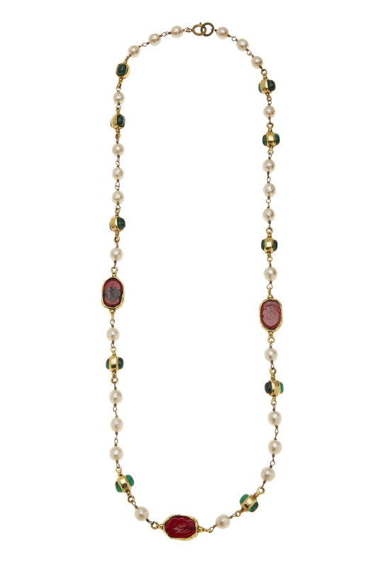 Multicolor Gripoix & Faux Pearl Necklace, , large image number 0