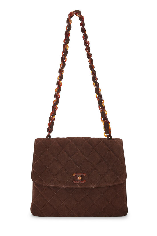 Brown Suede Bekko Chain Shoulder Bag, , large image number 0
