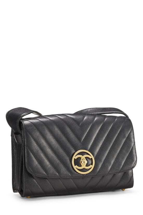 Chanel Black Chevron Caviar Flap Shoulder Bag, , large image number 2
