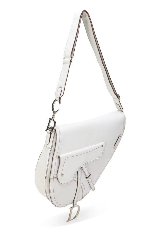 White Calfskin Saddle Bandouliere, , large image number 1