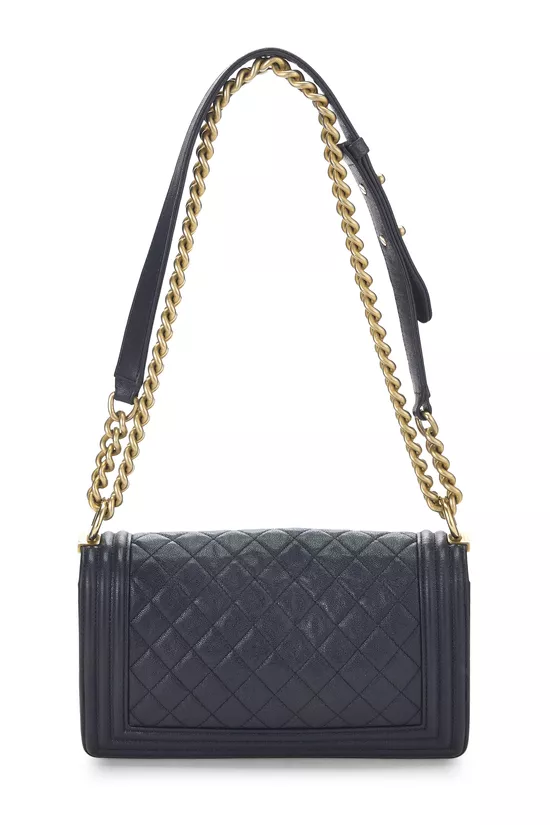 Navy Quilted Caviar Boy Bag Medium, , large image number 3