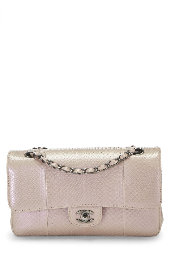 CHANEL, Bags, Chanel Stitched Beige Python Flap Bag