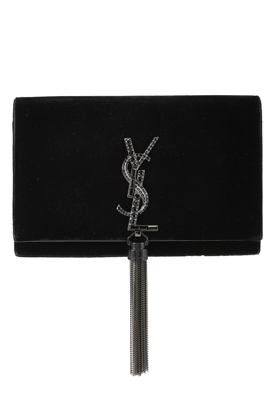 Black Velvet Kate Tassel Wallet On Chain (WOC), , large image number 0
