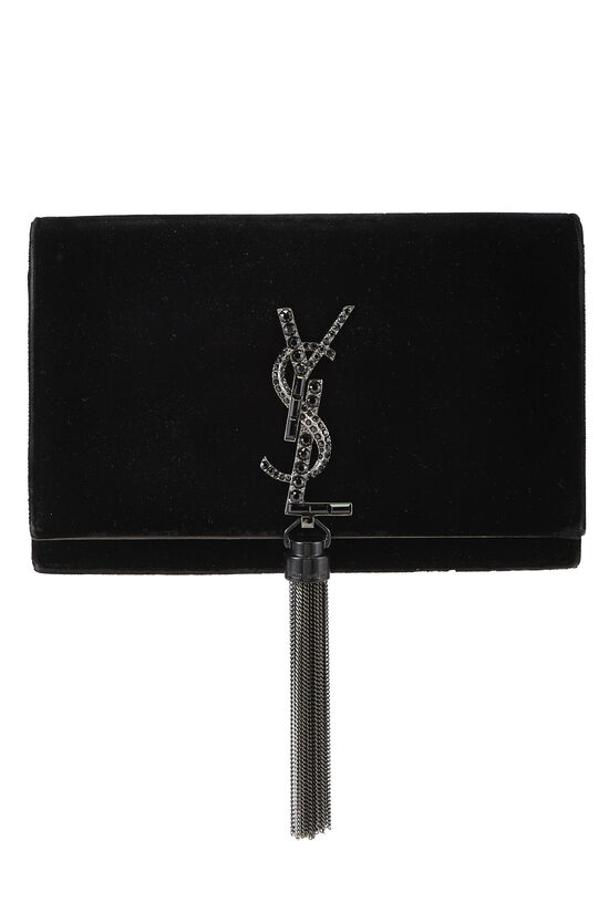 Black Velvet Kate Tassel Wallet On Chain (WOC), , large image number 0