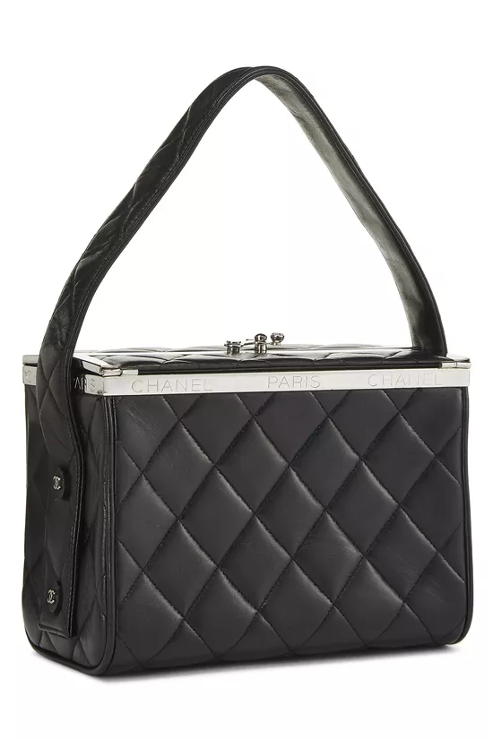 Black Quilted Lambskin Box Bag, , large image number 1