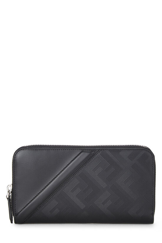 Black Zucca Leather Zip Around Wallet, , large image number 0