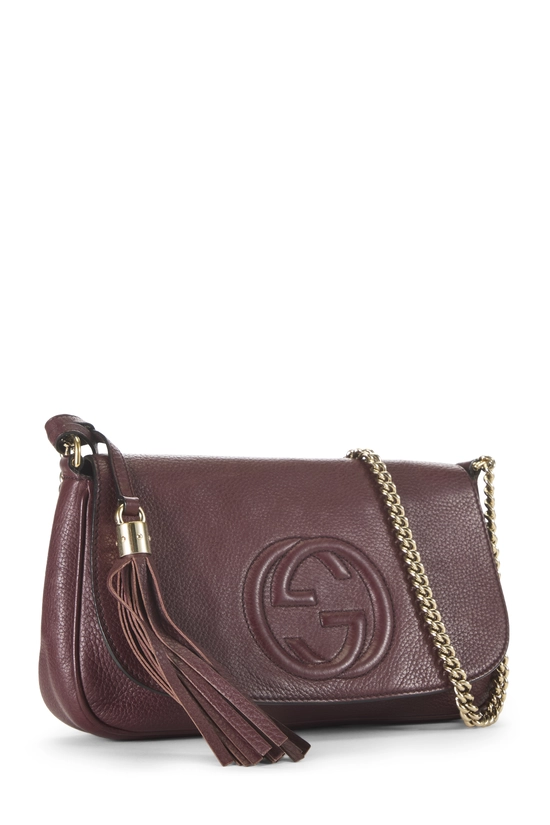 Burgundy Grained Leather Soho Chain Flap Crossbody, , large image number 1