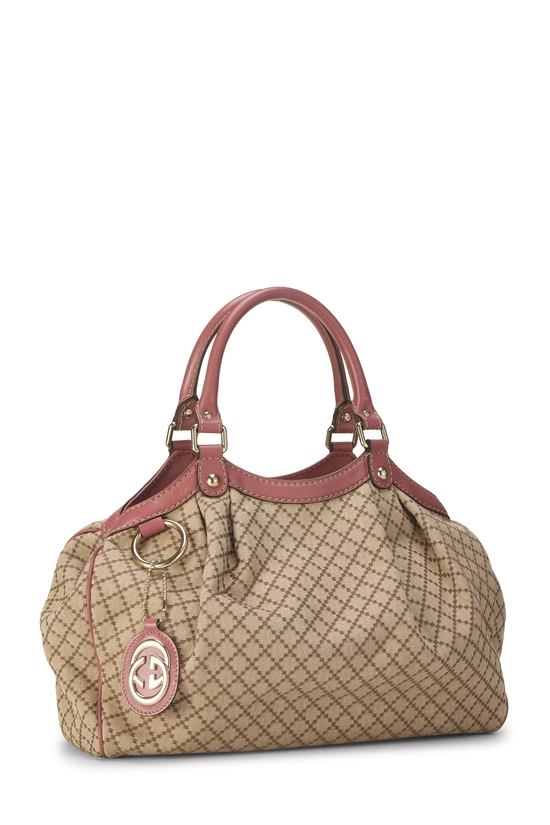 Pink Diamante Canvas Zip Sukey Large , , large image number 1