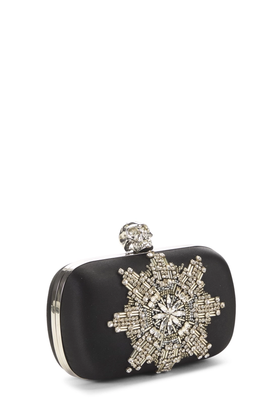 Black Embellished Skull Box Clutch, , large image number 1