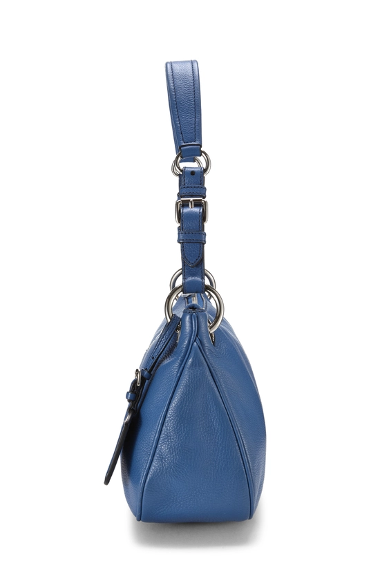 Blue Vitello Daino Shoulder Bag Small, , large image number 2