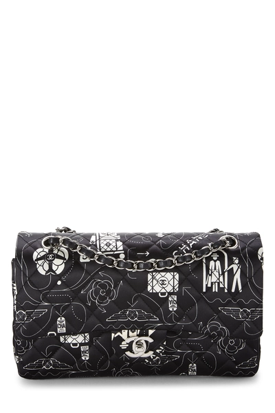 Chanel Black Satin Airline Classic Double Flap Medium