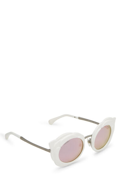 White Acetate Camellia Sunglasses, , large